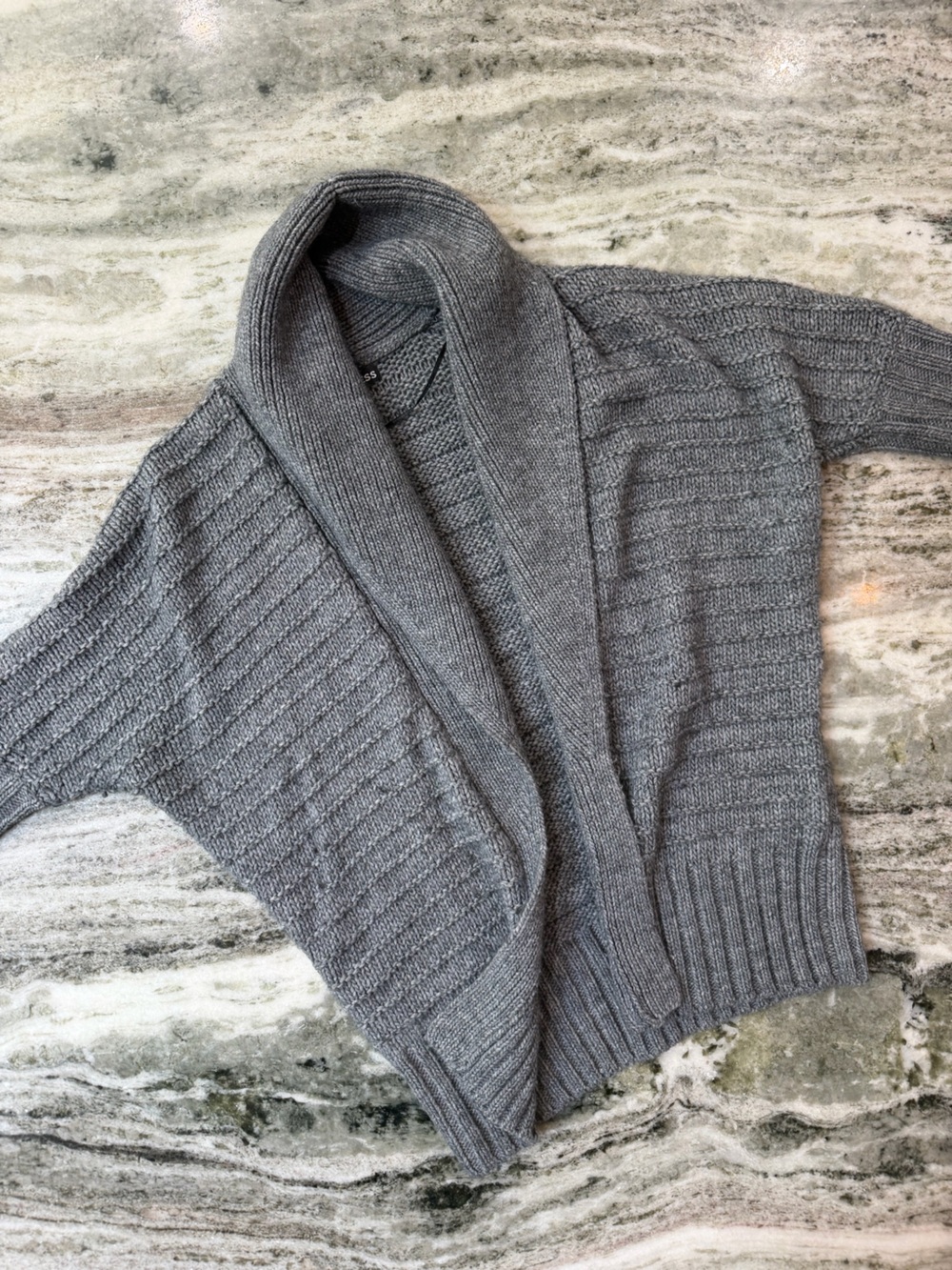 Express Women's Gray Shawl Collar Ribbed Cardigan